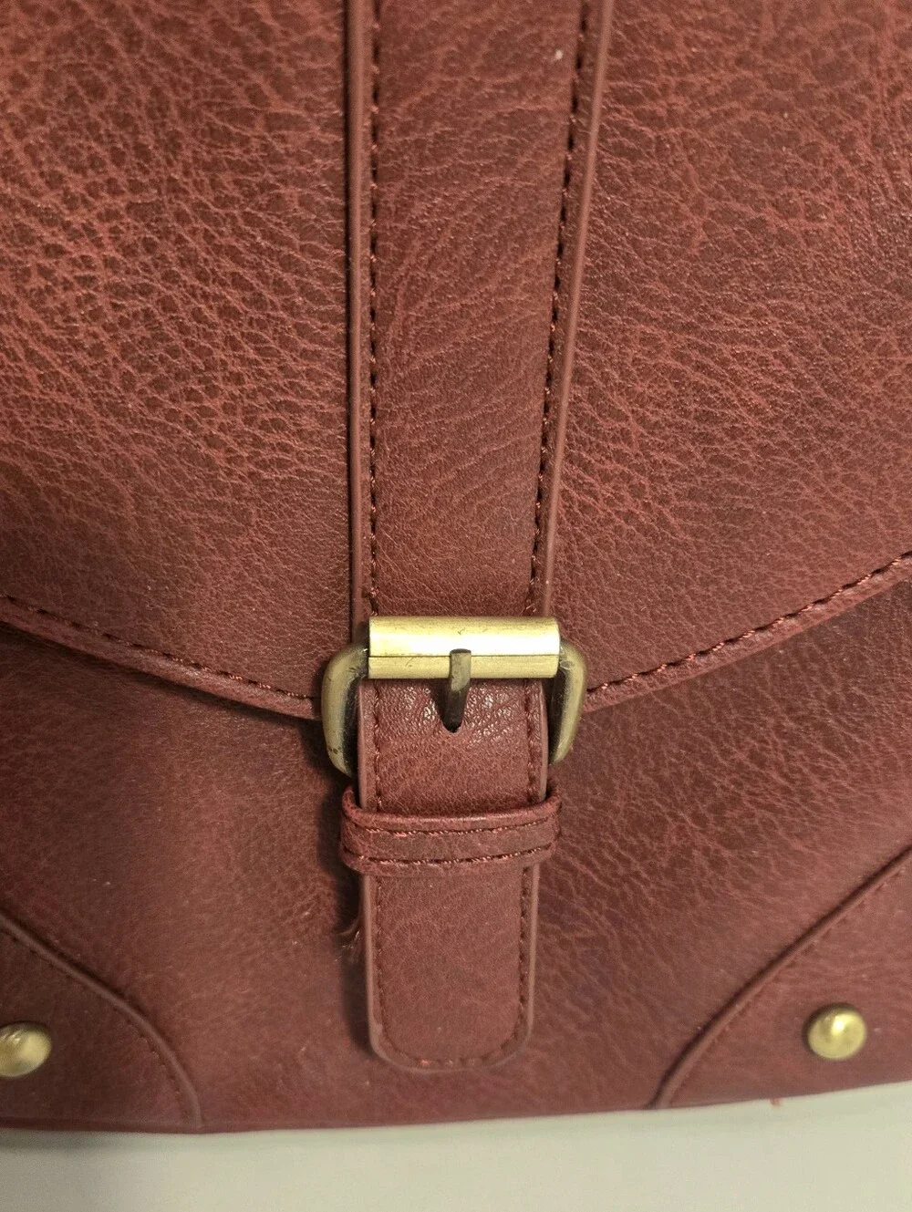 Harry Potter Hogwarts School Crest Maroon Faux Leather Backpack Bag Pockets NWOT
